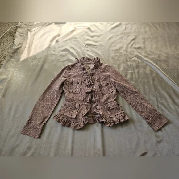 Vintage  Nick & Mo  Ruffled micro-check Dusty Rose Jacket Size S - Picture 5 of 11